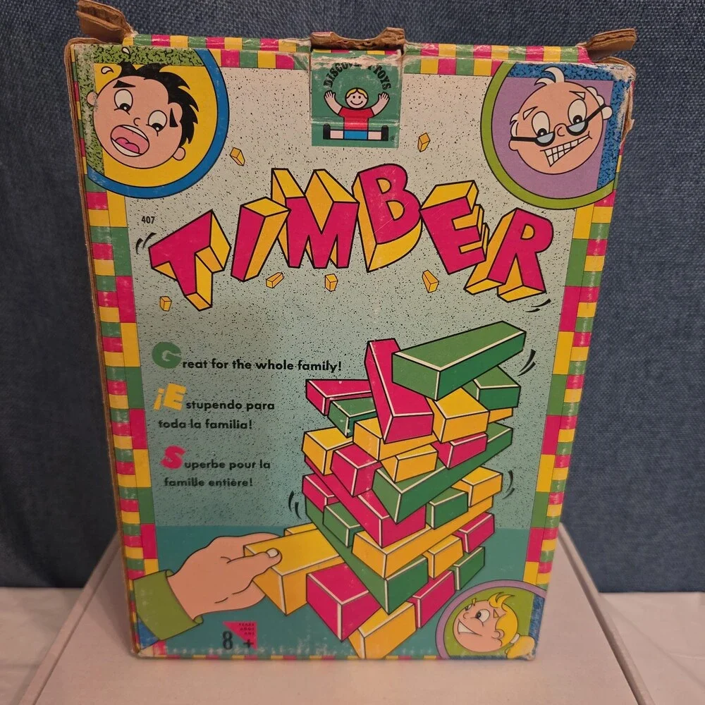 Vintage Discovery Toys Timber Wooden Block Stacking Game
